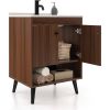 Modern Mid-Century Bathroom Vanity in Walnut with Sink Faucet and Drain