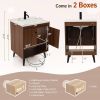 Modern Mid-Century Bathroom Vanity in Walnut with Sink Faucet and Drain