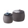 Set of 2 End Table with Storage, Round Accent Side Table with Removable Top for Living Room, Bedroom, Top φ650*450,φ480*390