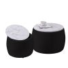 Set of 2 End Table with Storage, Round Accent Side Table with Removable Top for Living Room, Bedroom, Top φ650*450,φ480*390,Black