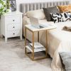 Versatile C-Shaped Mini Side Table With Gold Steel Frame And Faux Marble Top