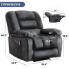 Massage Recliner Chair with Heat and Vibration, Soft Fabric Lounge Chair Overstuffed Sofa Home Theater Seating (Gray)