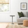 Ara 12 Inch Side End Table, Vintage Sleek Pillar Base, Round Tray Top, Matte Nickel Finish