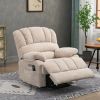 23" Seat Width and High Back Large Size Beige Chenille Power Lift Recliner Chair with 8-Point Vibration Massage and Lumbar Heating