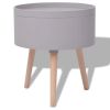 Side Table with Serving Tray Round 15.6"x17.5" Gray