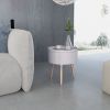 Side Table with Serving Tray Round 15.6"x17.5" Gray
