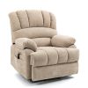 23" Seat Width and High Back Large Size Beige Chenille Power Lift Recliner Chair with 8-Point Vibration Massage and Lumbar Heating