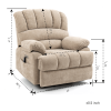 23" Seat Width and High Back Large Size Beige Chenille Power Lift Recliner Chair with 8-Point Vibration Massage and Lumbar Heating