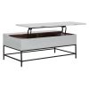 45 Inch Rectangular Mango Wood Coffee Table, Lift Top Storage, Iron Frame, White, Black