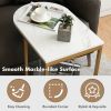Versatile C-Shaped Mini Side Table With Gold Steel Frame And Faux Marble Top