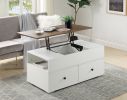 ACME Aafje Coffee Table w/Lift Top in White & Walnut Finish LV00788