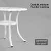 Phoenix Cast Aluminum Round Table, Patio End Table Side Table, Cast Aluminum Cocktail Table, Outdoor Bar Table, White