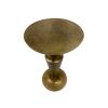 26 Inch Accent Side End Table, Round Aluminum Cast Top, Pedestal Base, Antique Brass
