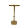 Ara 12 Inch Side End Table, Vintage Sleek Pillar Base, Round Tray Top, Oxidized Antique Brass