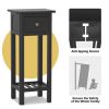 2 Tier Slim Nightstand Bedside Table with Drawer Shelf