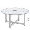 35.5'' Round Whole Black Coffee Table; Clear Coffee Table; Modern Side Center Tables for Living Room; Living Room Furniture