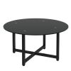 35.5'' Round Whole Black Coffee Table; Clear Coffee Table; Modern Side Center Tables for Living Room; Living Room Furniture