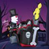 5.2 Feet Halloween Inflatable Skeleton Playing Piano with Bluetooth Speaker