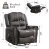 Massage Rocker Recliner Chair Rocking Chairs for Adults Oversized with USB Charge Port Soft Features a Manual Massage and Heat.GREY