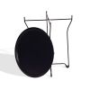 Atlantic Round Metal Tray Black End Side Table, Removable Tray Outdoor & Indoor Drink, Snack, Coffee Table, Telephone Table