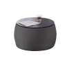End Table with Storage, Round Accent Side Table with Removable Top for Living Room, Bedroom,Grey