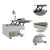 Peterson 1-Drawer 1-Shelf Lift Top Coffee Table White and Light Oak