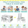 2-in-1 Kids Wooden Art Table and Art Easel Set with Chairs Storage Bins Paper Roll