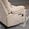 23" Seat Width and High Back Large Size Beige Chenille Power Lift Recliner Chair with 8-Point Vibration Massage and Lumbar Heating