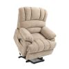 23" Seat Width and High Back Large Size Beige Chenille Power Lift Recliner Chair with 8-Point Vibration Massage and Lumbar Heating