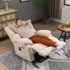 23" Seat Width and High Back Large Size Beige Chenille Power Lift Recliner Chair with 8-Point Vibration Massage and Lumbar Heating