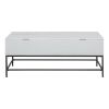 45 Inch Rectangular Mango Wood Coffee Table, Lift Top Storage, Iron Frame, White, Black
