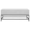 45 Inch Rectangular Mango Wood Coffee Table, Lift Top Storage, Iron Frame, White, Black