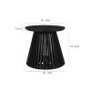 Ridge 20 Inch Handcrafted Mango Wood Round End Side Table, Slatted Flared Base, Black