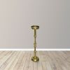 6 Inch Drink Side Table, Turned Pedestal Metal Base, Round Top, Oxidized Brass