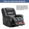 Massage Recliner Chair with Heat and Vibration, Soft Fabric Lounge Chair Overstuffed Sofa Home Theater Seating (Gray)