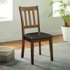 Cozy 3pc Dining Set Round Dining Table And 2x Side Chairs Walnut, Dark Brown Transitional Solid wood Dining Room Furniture Leatherette Padded Seat