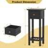 2 Tier Slim Nightstand Bedside Table with Drawer Shelf
