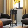2 Tier Slim Nightstand Bedside Table with Drawer Shelf
