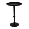 24 Inch Side End Table, Round Drum Shape, Handcrafted Distressed Gray Mango Wood