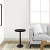 24 Inch Side End Table, Round Drum Shape, Handcrafted Distressed Gray Mango Wood