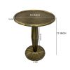 24 Inch Side End Table, Round Drum Shape, Handcrafted Distressed Gray Mango Wood