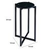 Ivy 24.5 Inch Round Marble Top Accent Side Table with Metal Frame, Black