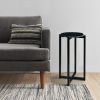 Ivy 24.5 Inch Round Marble Top Accent Side Table with Metal Frame, Black