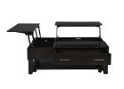 Bruno 3 Piece Ash Gray Wooden Lift Top Coffee and End Table Set with Tempered Glass Top and Drawer