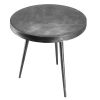 23 Inch Round Modern Minimalist Metal Side Table with Tripod Base, Charcoal Black