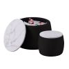 Set of 2 End Table with Storage, Round Accent Side Table with Removable Top for Living Room, Bedroom, Top φ650*450,φ480*390,Black