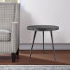 23 Inch Round Modern Minimalist Metal Side Table with Tripod Base, Charcoal Black