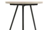 Neroli Oak White 24" Contemporary Round Side Table with Black Metal Base