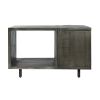 30 Inch Handcrafted Coffee Table with Hinged Lift Top Storage, Open Shelf, and Metal Legs, Charcoal Gray