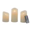 Set of 3 Flickering Ivory LED Candles with Remote Timer, L:D3X6" M:D3X5" S:D3X4"
